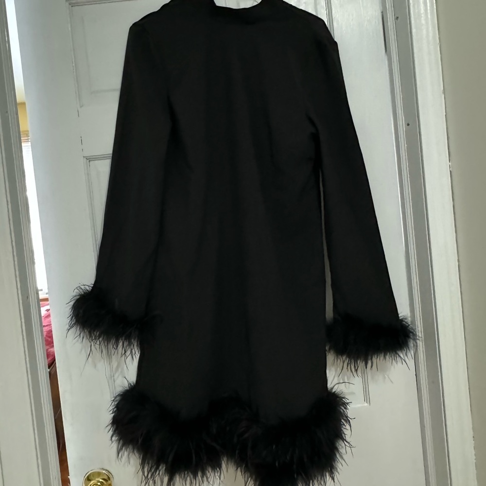 Black fur midi dress
